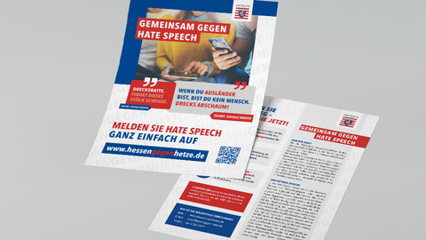 Abbildung eines Flyers der Meldestelle im Format A5
